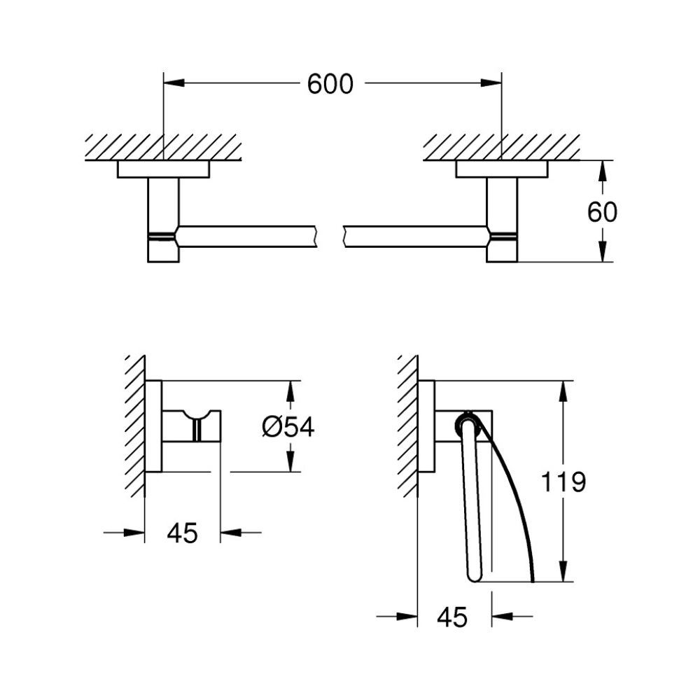 Набір аксесуарів 3 в 1 Grohe Essentials 40775001 40775001 &mdash; фото в Esantehnika