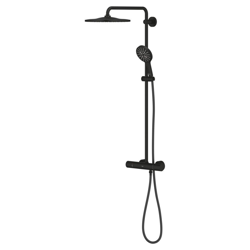 Душова система із термостатом GROHE Rainshower SmartActive із верхнім душем латунь чорна 22119KF0 22119KF0 &mdash; фото в Esantehnika