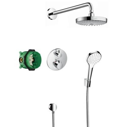 Душевая система скрытого монтажа Hansgrohe Ecostat Select S с термостатом Ecostat S (цвет - хром/белый) 27295000 27295000 &mdash; фото в Esantehnika