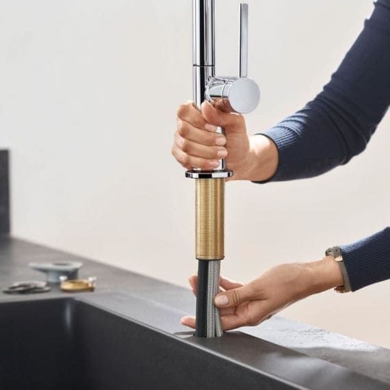 Смеситель для кухни Hansgrohe Talis M54 с выдвижной лейкой хром 72808000 72808000 &mdash; фото в Esantehnika