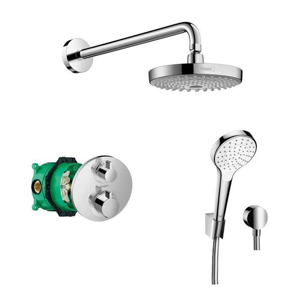 Душова система прихованого монтажу Hansgrohe Ecostat Select S з термостатом Ecostat S (колір - хром/білий) 27295000 27295000 &mdash; фото в Esantehnika