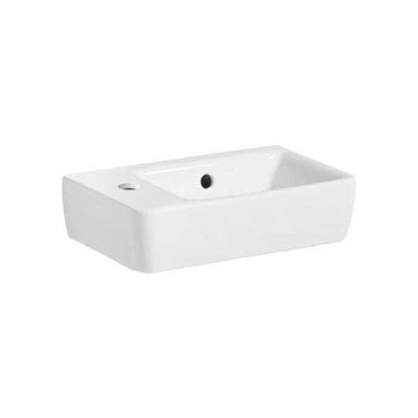 Маленькая (мини) раковина Geberit Selnova Compact 40 х 25 см, с 1 отверстием под смеситель слева 501.518.00.1 501.518.00.1 &mdash; фото в Esantehnika