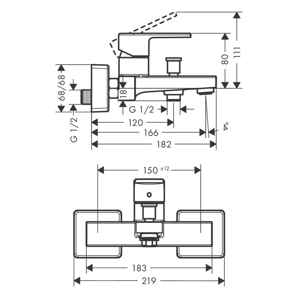 Змішувач для ванни Hansgrohe Vernis Shape (колір - хром) 71450000 71450000 &mdash; фото в Esantehnika