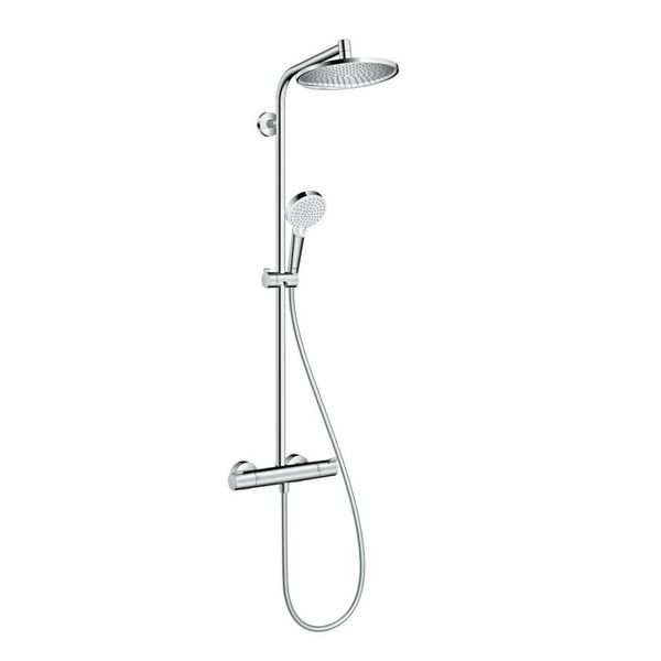 Душевая система Hansgrohe Crometta S Showerpipe 240 1jet EcoSmart с термостатом 9 л/мин, хром (27268000) 27268000 &mdash; фото в Esantehnika