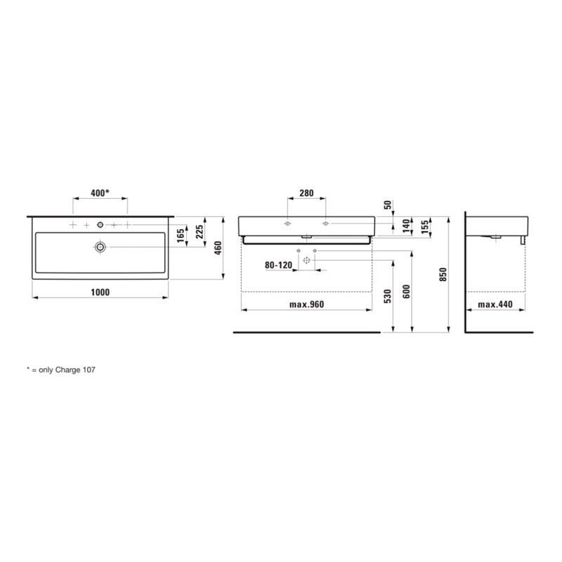 Раковина подвесная Laufen Living City 100 х 46 см (без отверстия под смеситель) H8184370001091 H8184370001091 &mdash; фото в Esantehnika