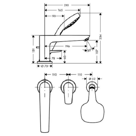 Змішувач на борт ванни Hansgrohe Talis E (колір - хром) 71731000 71731000 &mdash; фото в Esantehnika