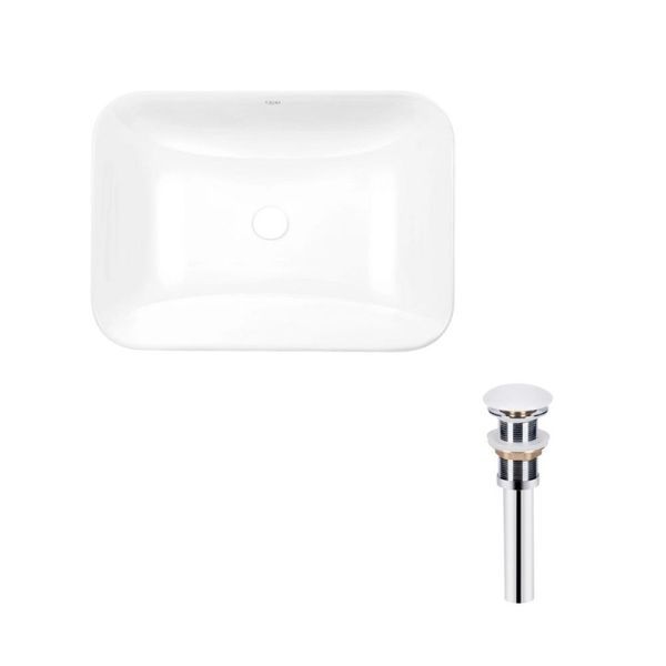 Комплект Qtap Scorpio: Раковина врізна прамокутна 615х390х150 мм White + Донний клапан PU02 QT1411K491WN47291 QT1411K491WN47291 &mdash; фото в Esantehnika