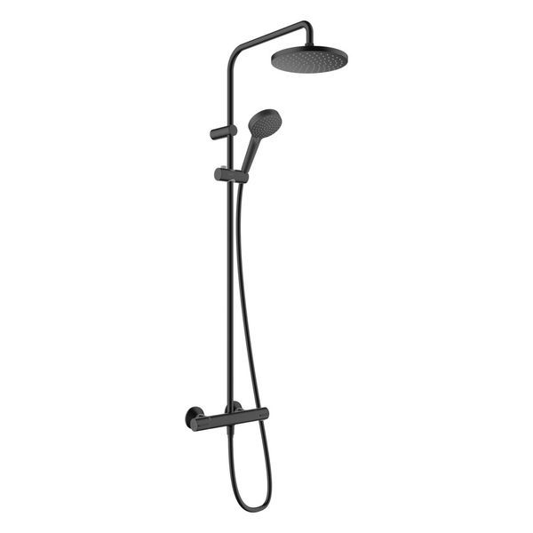 Душевая система с термостатом Hansgrohe Vernis Blend EcoSmart (цвет - чёрный матовый) 26089670 26089670 &mdash; фото в Esantehnika