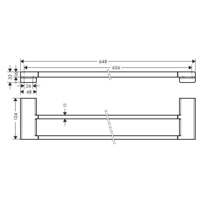 Рушникотримувач Hansgrohe AddStoris подвійний 62,6/64,8x12,4 см, Chrome (41743000) 41743000 &mdash; фото в Esantehnika