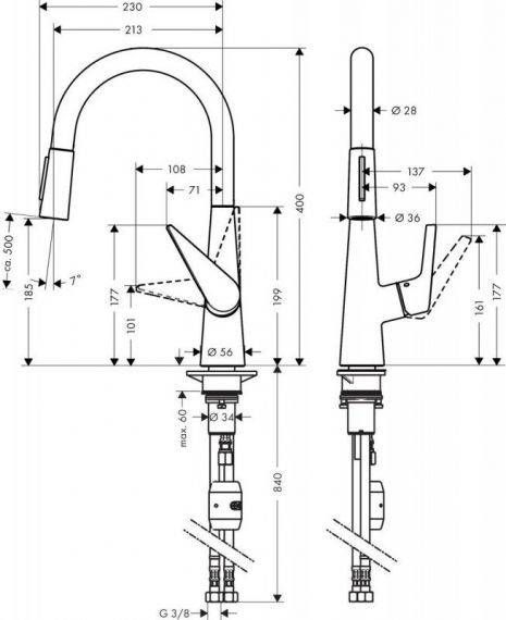 Смеситель для кухни с выдвижной лейкой Hansgrohe Talis S хром 72813000 72813000 &mdash; фото в Esantehnika