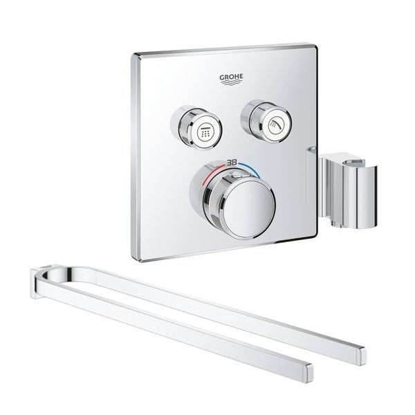 Набір Grohe зовнішня частина термостатичного змішувача для душу Grohtherm SmartControl 29125000 на два споживача + тримач для рушників Selection 41059000 2912500041059000 &mdash; фото в Esantehnika