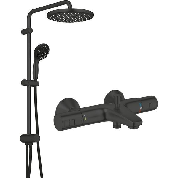 Душевая система с термостатом для ванны Grohe QuickFix Vitalio Start 250 Black чёрная матовая (UA303904TR) UA303904TR &mdash; фото в Esantehnika