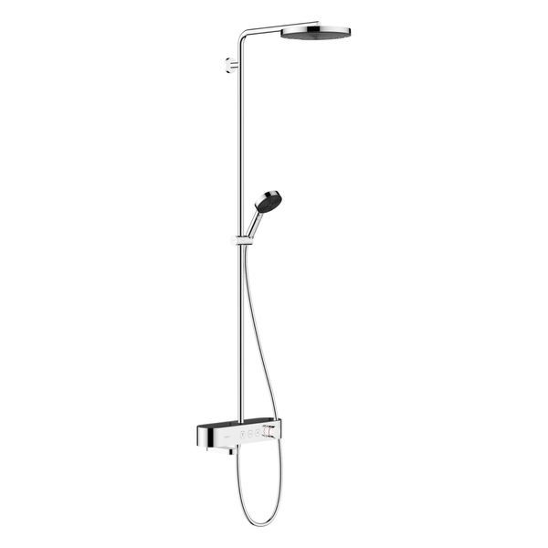 Душевая система Hansgrohe Pulsify Showerpipe 260 1jet с термостатом для ванны ShowerTablet 400 (цвет - хром) 24230000 24230000 &mdash; фото в Esantehnika