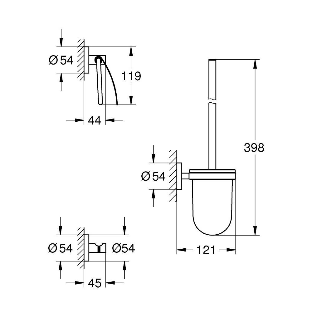 Набір аксесуарів 3-в-1 Grohe Essentials (колір - хром/скло матове, біле) 40407001 40407001 &mdash; фото в Esantehnika