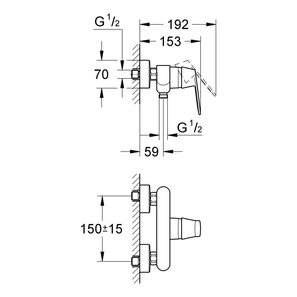 Смеситель для душа Grohe Eurosmart Cosmopolitan, хром (32837000) 32837000 &mdash; фото в Esantehnika