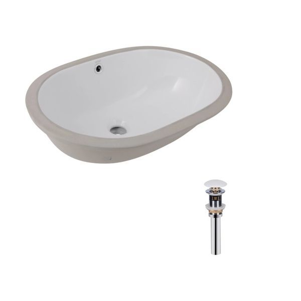 Комплект Qtap Stork: Раковина врізна овальна 570x390x210 мм White + Донний клапан PU02O QT15116030WN47294 QT15116030WN47294 &mdash; фото в Esantehnika