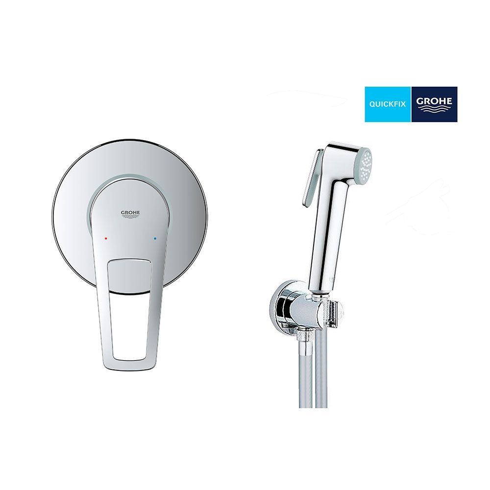 Гигиенический душевой набор Grohe QuickFix Bau Loop (цвет - хром) UA202406QF UA202406QF &mdash; фото в Esantehnika