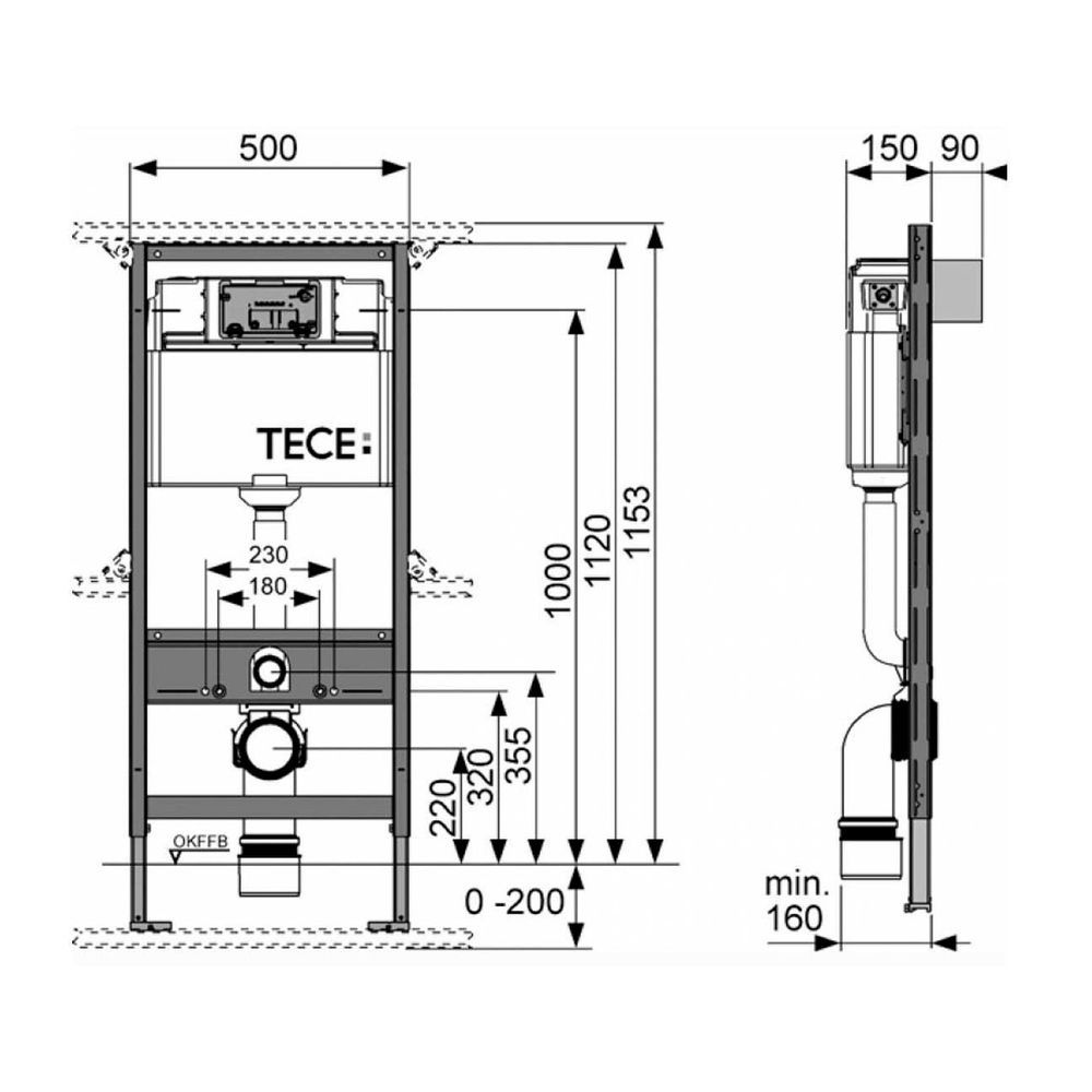 Инсталляция для подвесного унитаза Tece TECEbase (без клавиши) 9.300.302 9300302 9300302 &mdash; фото в Esantehnika