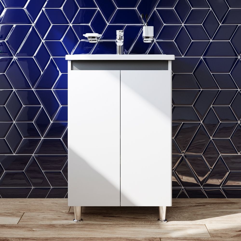 Комплект меблів тумба з умивальником AM.PM X-Joy 55 х 45 х h85 см, білий глянець M85-FSX0551-WC0551WG38 M85-FSX0551-WC0551WG38 &mdash; фото в Esantehnika