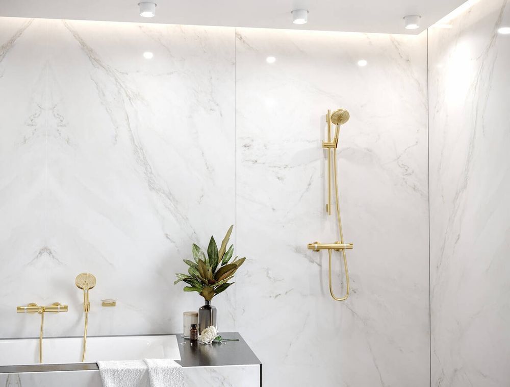 Лійка для душу Hansgrohe Raindance Select S 120 (колір - поліроване золото), 3 види струменя 26530990 26530990 &mdash; фото в Esantehnika