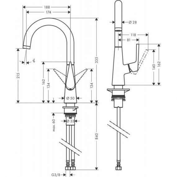 Смеситель для кухни Hansgrohe Talis S 72814000 72814000 &mdash; фото в Esantehnika