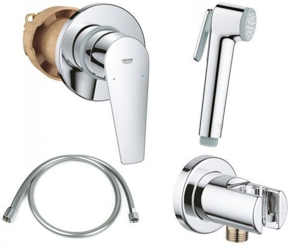 Набір гігієнічний душ із змішувачем Grohe Bau Edge New хром UA28512002 UA28512002 &mdash; фото в Esantehnika