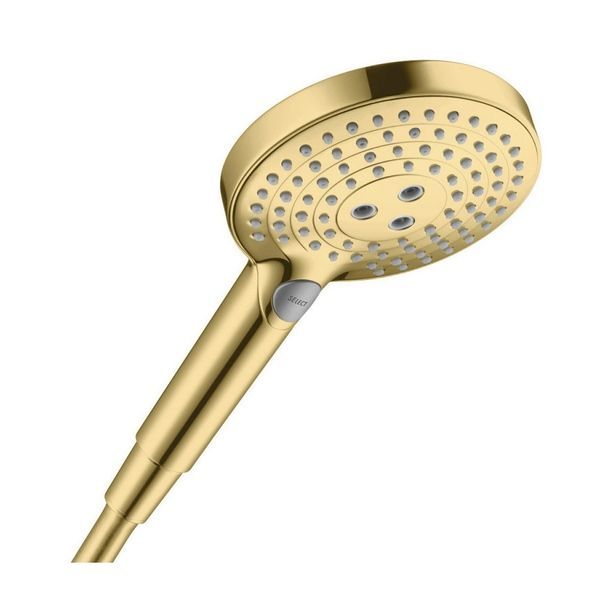 Лейка для душа Hansgrohe Raindance Select S 120 (цвет - полированное золото), 3 вида струи 26530990 26530990 &mdash; фото в Esantehnika
