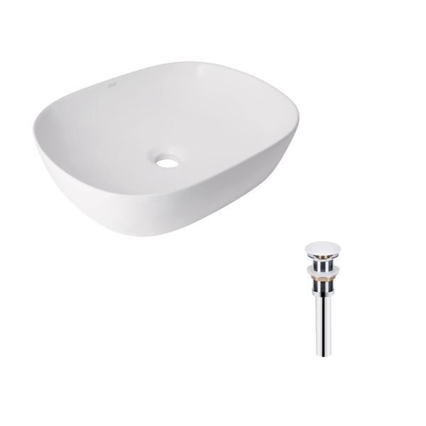 Комплект Qtap Aquarius: Раковина накладна прамокутна 470x380x120 мм White + Донний клапан PU02 QT21112185WN47295 QT21112185WN47295 &mdash; фото в Esantehnika