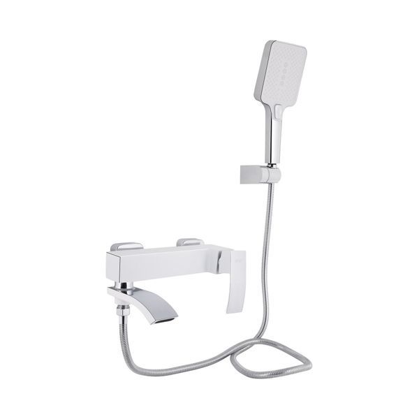 Смеситель для ванны Qtap Swan Cascada с поворотным изливом (с душевым гарнитуром) QTSWA260CRW45569 Chrome/White QTSWA260CRW45569 &mdash; фото в Esantehnika