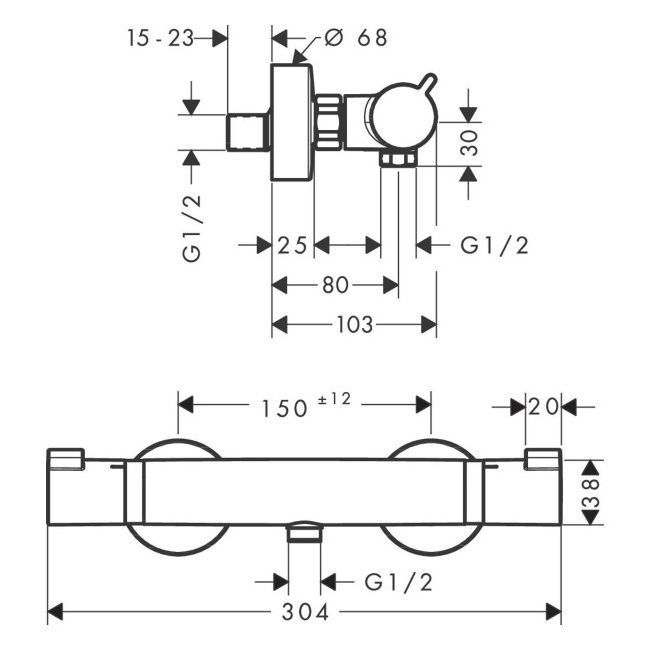 Термостат для душу Hansgrohe Ecostat Comfort (колір - чорний матовий) 13116670 13116670 &mdash; фото в Esantehnika