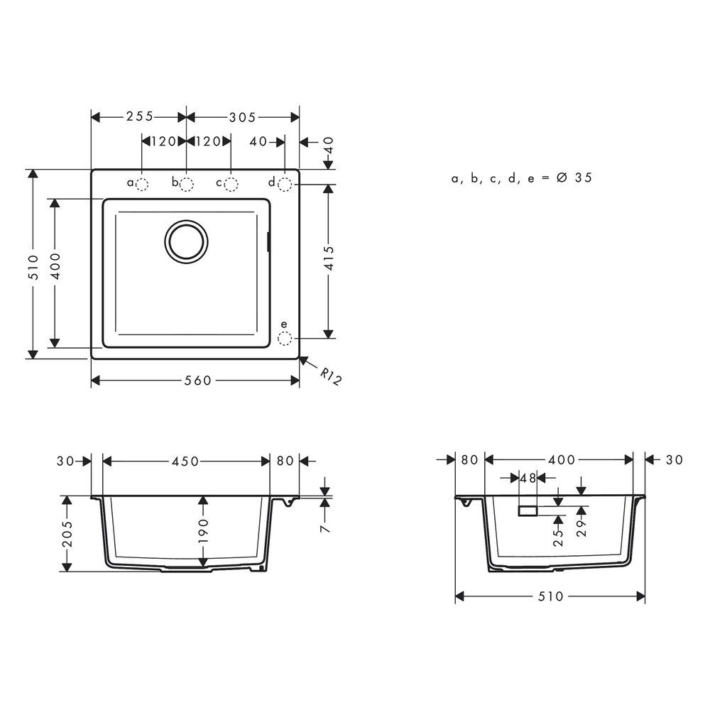 Встраиваемая кухонная мойка Hansgrohe S51 S510-F450 (цвет - серый камень) 450 43312290 43312290 &mdash; фото в Esantehnika