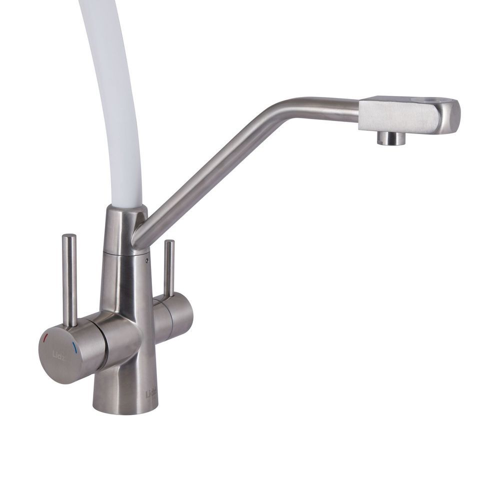Смеситель для кухни Lidz Aria 020F3 с гибким изливом с подключением для питьевой воды (k35) LDARI020F3WNK39480 White/Nickel LDARI020F3WNK39480 &mdash; фото в Esantehnika