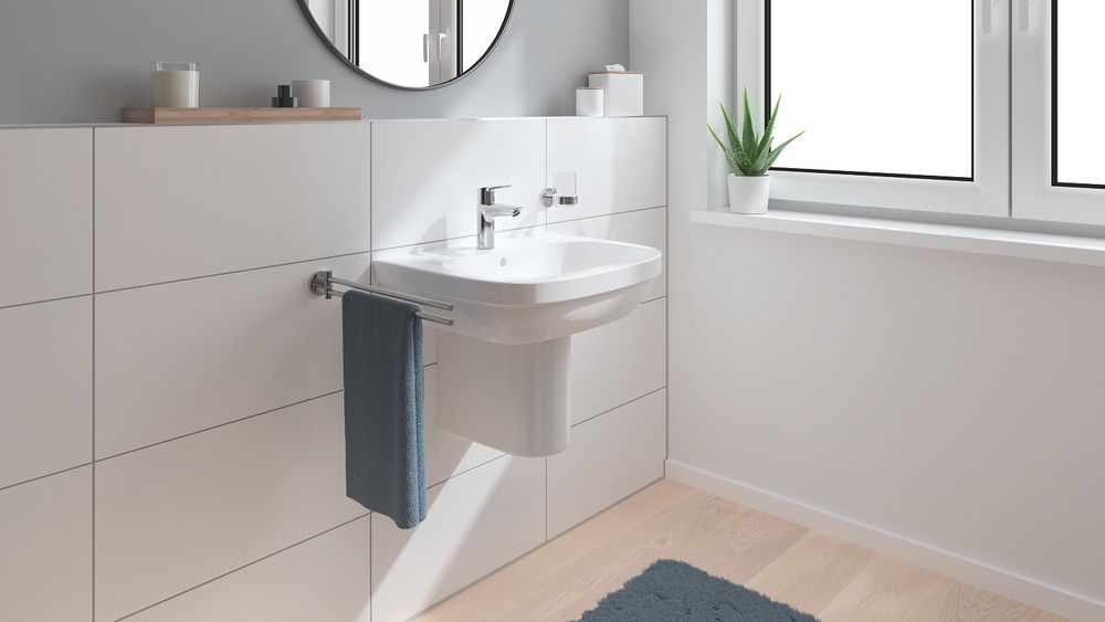 Смеситель для раковины S-размера Grohe QuickFix Start (цвет - хром) функция энергосбережения 23551002 23551002 &mdash; фото в Esantehnika