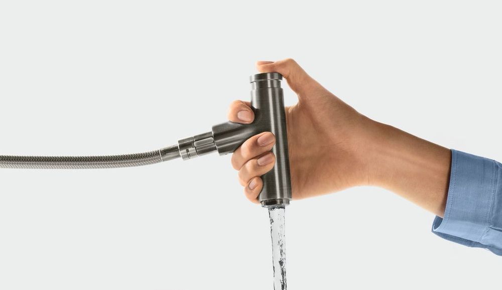 Смеситель для кухни 240 Hansgrohe Metris Select M71, 1jet (цвет - хром), с вытяжным изливом 14857000 14857000 &mdash; фото в Esantehnika