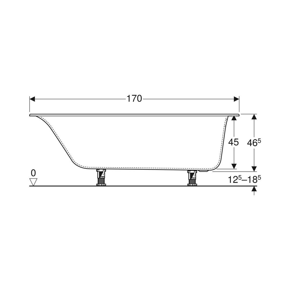 Ванна акрилова 170 х 70 х h46,5 см Geberit Soana, slim rim у комплекті з ніжками 554.002.01.1 554.002.01.1 &mdash; фото в Esantehnika