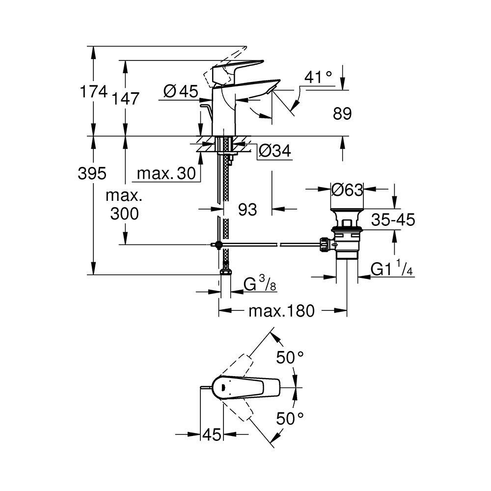 Змішувач для раковини S-розміру Grohe QuickFix Start Edge (колір - хром) 24196001 24196001 &mdash; фото в Esantehnika