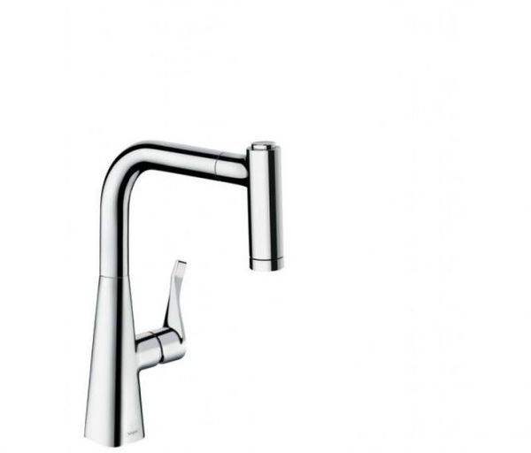 Змішувач для кухні 220 Hansgrohe Metris M71, з витяжним душем, 2jet (колір - хром) 14834000 14834000 &mdash; фото в Esantehnika