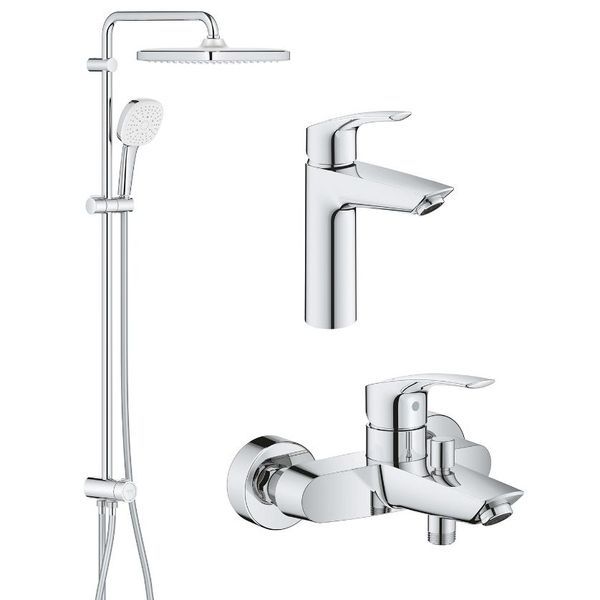 Набір змішувачів для ванни з душовою системою Grohe Eurosmart Tempesta Cube 250 (UA123246R1) UA123246R1 &mdash; фото в Esantehnika