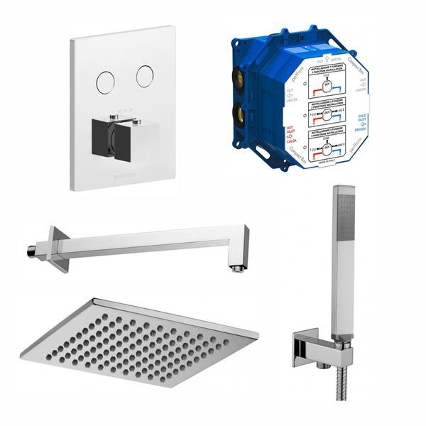 Душова система прихованого монтажу Paffoni Compact-T Quadro, хром (Kit Compact-T Quadro) Kit Compact-T Quadro &mdash; фото в Esantehnika