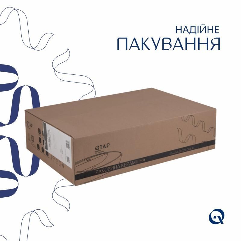 Комплект Qtap Robin: Раковина накладна прамокутна 600x390x150 мм White + Донний клапан PU02 QT13112143PWN47297 QT13112143PWN47297 &mdash; фото в Esantehnika