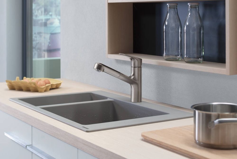 Вбудована кухонна мийка Hansgrohe S51 S510-F635 (колір - сірий камінь) 180/450 43315290 43315290 &mdash; фото в Esantehnika