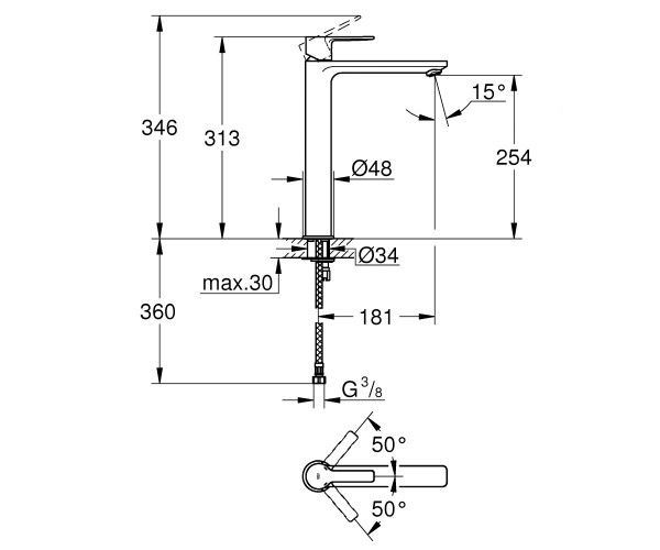 Змішувач для умивальника Grohe Lineare XL-Size (23405001) 23405001 &mdash; фото в Esantehnika
