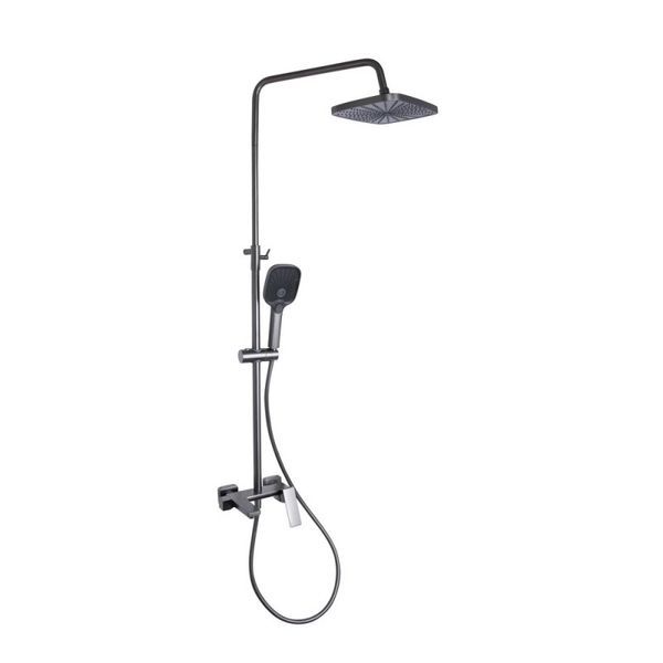 Душова система універсальна Qtap Gemini на три споживачі (з виливом) QTGEM111GMB45688 Gunmetal Black PVD QTGEM111GMB45688 &mdash; фото в Esantehnika