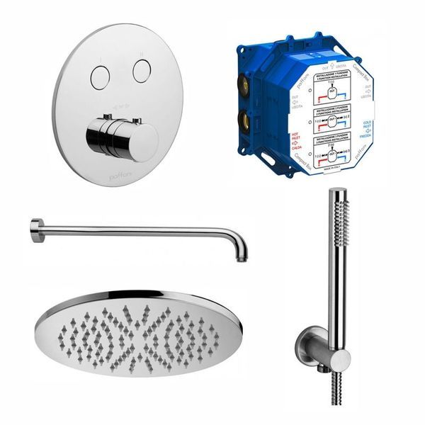 Душова система прихованого монтажу Paffoni сталь Kit Compact-T Tondo Kit Compact-T Tondo &mdash; фото в Esantehnika