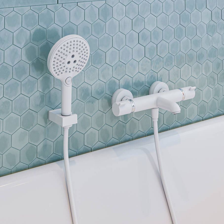 Лійка для душу Hansgrohe Raindance Select S 120 EcoSmart (колір - білий матовий), 3 види струменя 26531700 26531700 &mdash; фото в Esantehnika