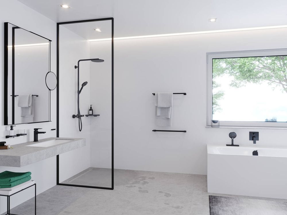 Дзеркало косметичне Hansgrohe AddStoris, чорний матовий 41791670 41791670 &mdash; фото в Esantehnika