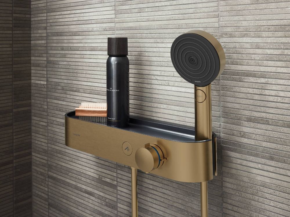 Термостат для душа Hansgrohe Pulsify ShowerTablet Select (цвет - шлифованная бронза) 24360140 24360140 &mdash; фото в Esantehnika