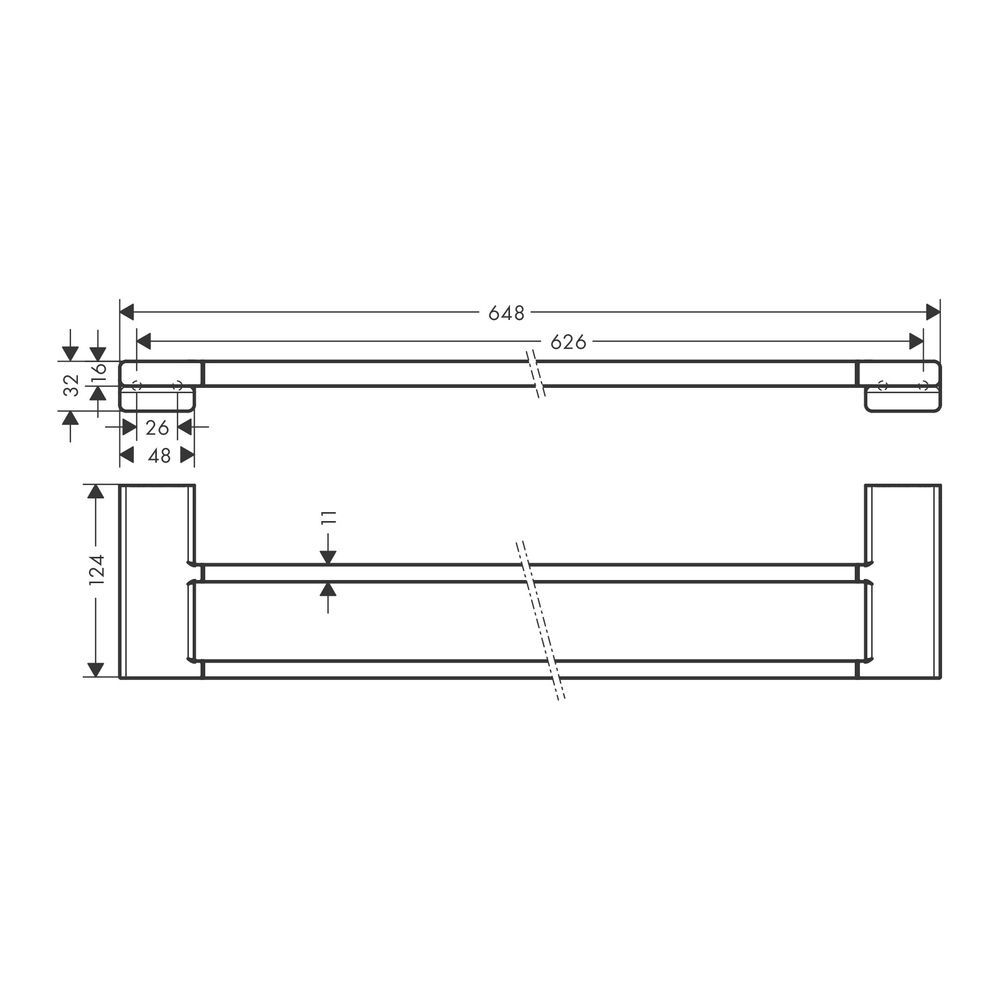 Полотенцедержатель двойной 648 мм Hansgrohe AddStoris, полированное золото 41743990 41743990 &mdash; фото в Esantehnika