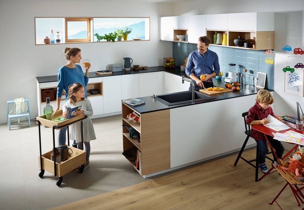 Вбудована кухонна мийка Hansgrohe S51 S510-F660 (колір - чорний графіт) 660 43313170 43313170 &mdash; фото в Esantehnika
