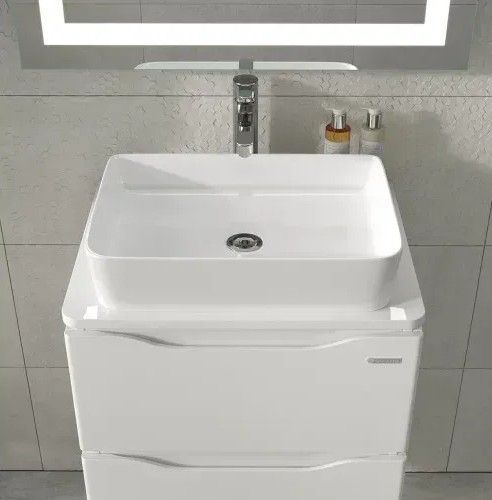 Тумба подвесная Sanwerk "Алесса Air" 60 белая с Топ панелью и умывальником "Rapid 50x35" (MV0000899) MV0000899 &mdash; фото в Esantehnika